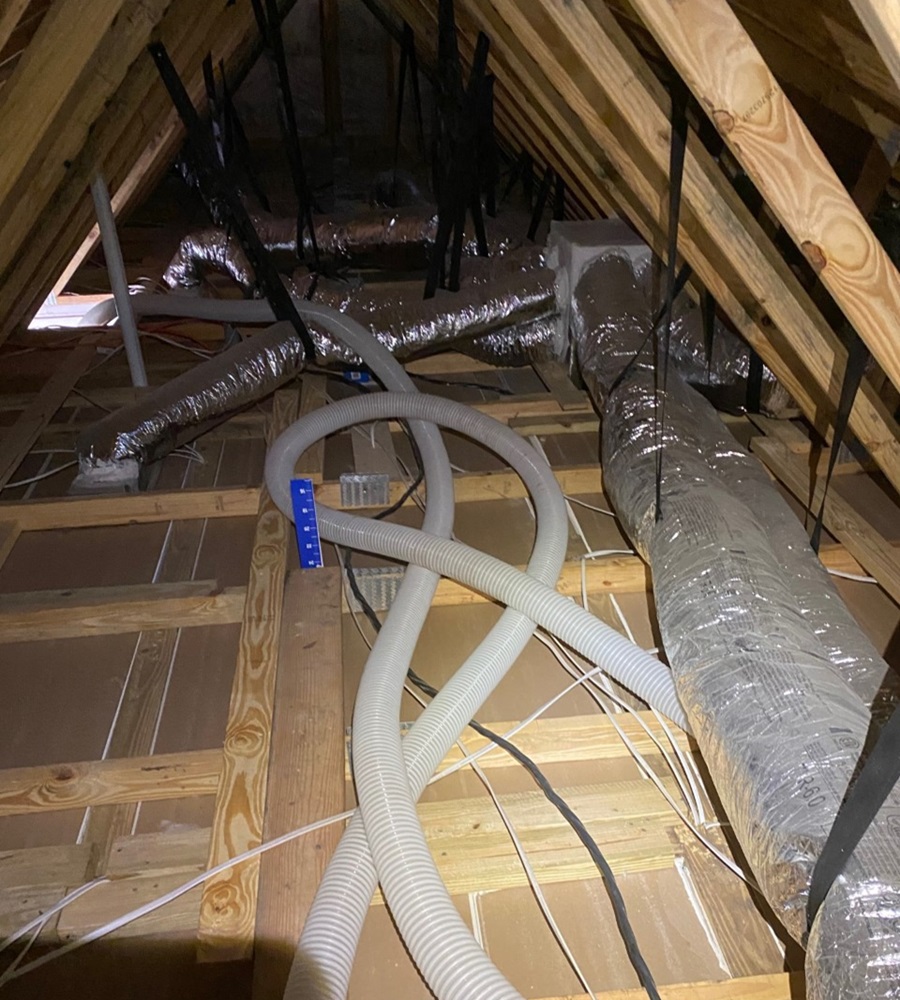 Old, dusty insulation leaks cool air and lets heat in.